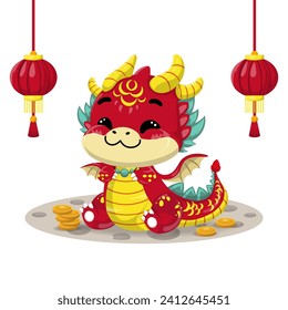 Cute Dragon Vector Illustration Special Chinese New Year