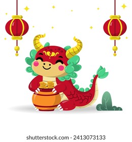 Cute Dragon Vector Illustration Special Chinese New Year