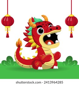 Cute Dragon Vector Illustration Special Chinese New Year