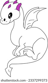 cute dragon with wings and purple horns
