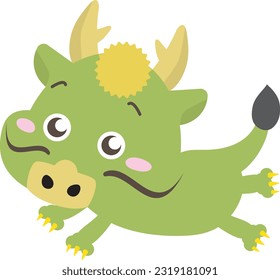 Cute dragon year character running hard