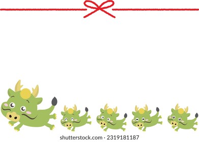 Cute dragon year character running hard