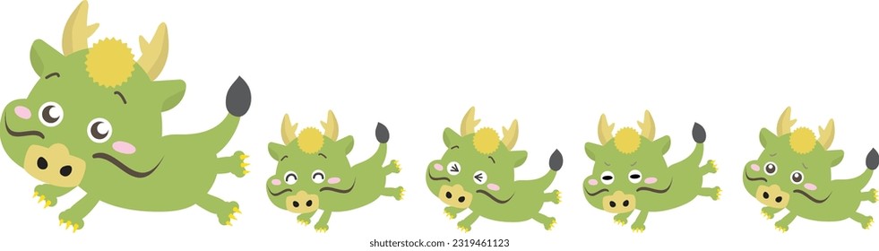 Cute dragon year character running hard