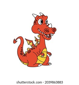 Cute dragon,cartoon,vector illustration isolated on white background,coloring book pages