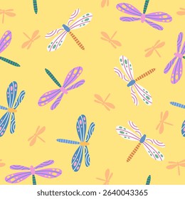 Cute dragonflies pattern background vector design