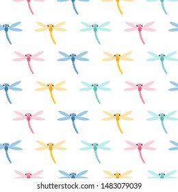 Cute dragonfly. background. Collage graphic illustration. Trendy flying animal home decor, kid nature fashion print.