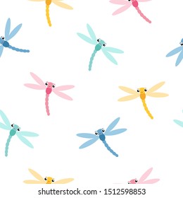 Cute dragonfly. background. Collage graphic illustration. Trendy flying animal home decor, kid nature fashion print.