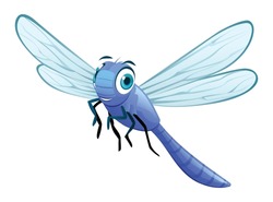 Cute Dragonfly Cartoon Illustration Isolated On White Background
