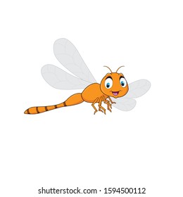 cute dragonfly cartoon isolated on white background