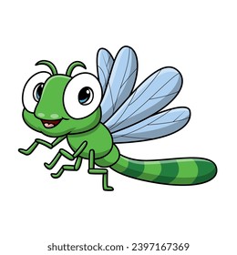 Cute dragonfly cartoon on white background