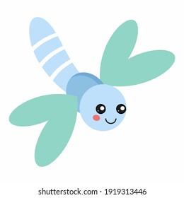 Cute dragonfly in cartoon style. Insects for a children's book. A character to print on a child's clothing.