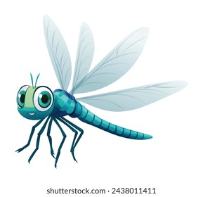 Cute dragonfly cartoon vector illustration isolated on white background
