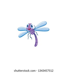cute dragonfly cartoon vector on a white background