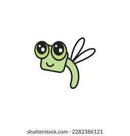 Cute dragonfly cartoon vector on a white background