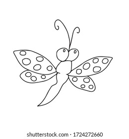 Cute Dragonfly coloring book. Vector children's illustration African, Indian, totem, tribal, zentangle design. Sketch for adults coloring books, tattoos, posters, banner and postcard
