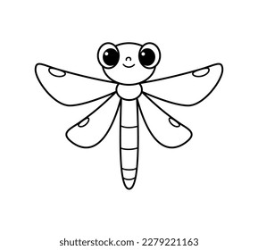 Cute Dragonfly Coloring Page Cartoon Vector Illustration