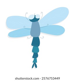 Cute Dragonfly, Doodle Vector Hand Drawn Isolated Illustration