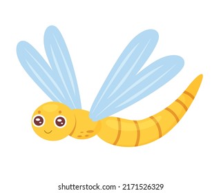 Cute dragonfly insect. Wildlife flying creature, nature creature vector illustration