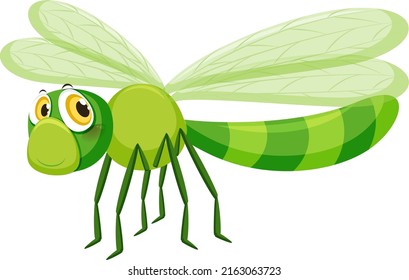 Cute Drachenfliege einzeln auf weißem Hintergrund, Vektorgrafik