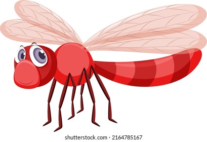 Cute dragonfly isolated on white background illustration