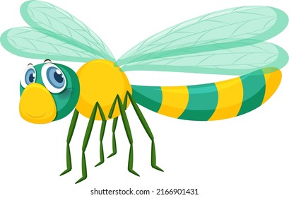 Cute Drachenfliege einzeln auf weißem Hintergrund, Vektorgrafik