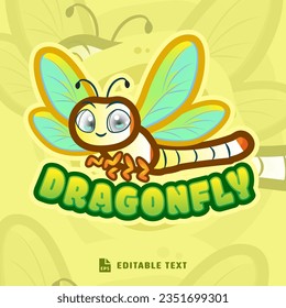 Cute Dragonfly Logo Mascot Character