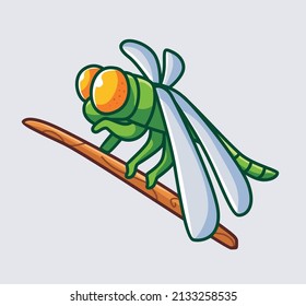 cute dragonfly perch on a branches. isolated cartoon animal nature illustration. Flat Style suitable for Sticker Icon Design Premium Logo vector. Mascot Character