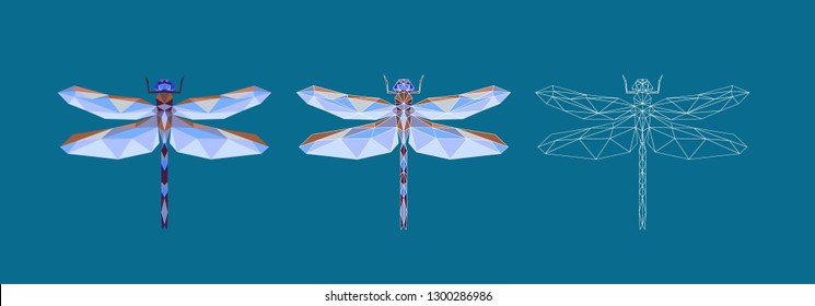 Cute dragonfly. Polygonal art style