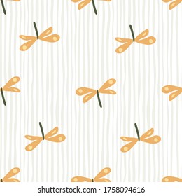 Cute dragonfly seamless pattern. Childish background. Dragonflies wallpaper. Scandinavian style. Decorative backdrop for fabric design, textile print, wrapping, cover. Vector illustration