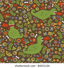 Cute dragons seamless background. Vector pattern.