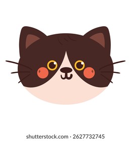 cute drawing cartoon black and white cat. cute animal doodle for sticker, icon