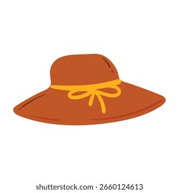 cute drawing cartoon brown hat for beach outfit style. cute cartoon for summer sticker and icon