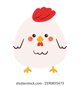 cute drawing cartoon chicken. cute animal drawing, doodle, sticker