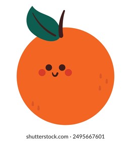 cute drawing cartoon orange fruit. cute fruit drawing character for sticker, icon. cute doodle