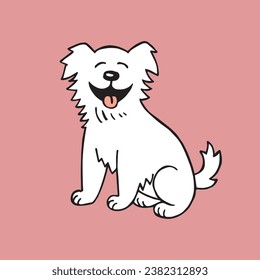 
cute drawing of a cheerful dog in doodle style. funny dog, line illustration