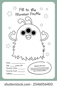 cute drawing and coloring monster worksheet printable for kids education fun learning activity