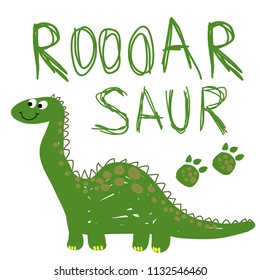 Cute drawing Dinosaur. Prints for children's clothing, textiles, prints