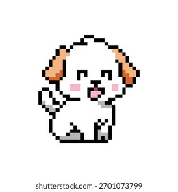 Cute drawing dog character pixel art illustration graphic eps 10
