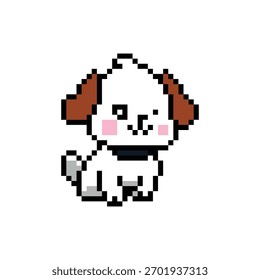 Cute drawing dog character pixel art illustration design eps 10