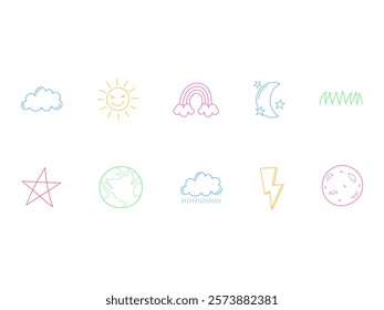 Cute Drawing Doodle Element Set