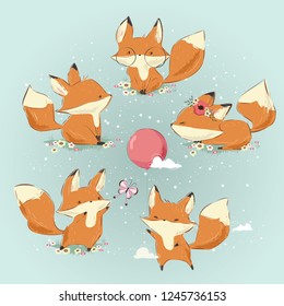 Cute Drawing Fox Bundle