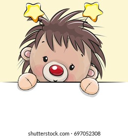 Cute Drawing Hedgehog on a yellow background
