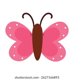 cute drawing pink butterfly. animal doodle for sticker, icon