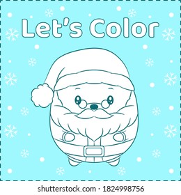 cute drawing Santa with snow background for Christmas