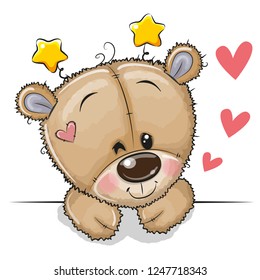 Cute Drawing Teddy bear on a white background