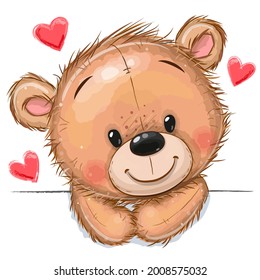 Cute Drawing Teddy bear on a white background