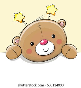 Cute Drawing Teddy bear on a yellow background