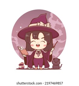 Cute drawing witch little