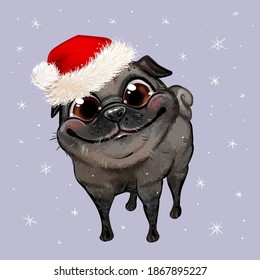 cute drawings of a pug on a transparent background
