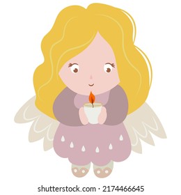 Un ángel dibujado lindo. Fondo blanco, aislado. ilustración vectorial.	